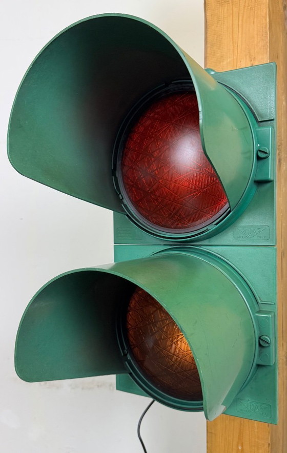 Image 1 of Vintage groene Italiaanse verkeerslichten, jaren 80
