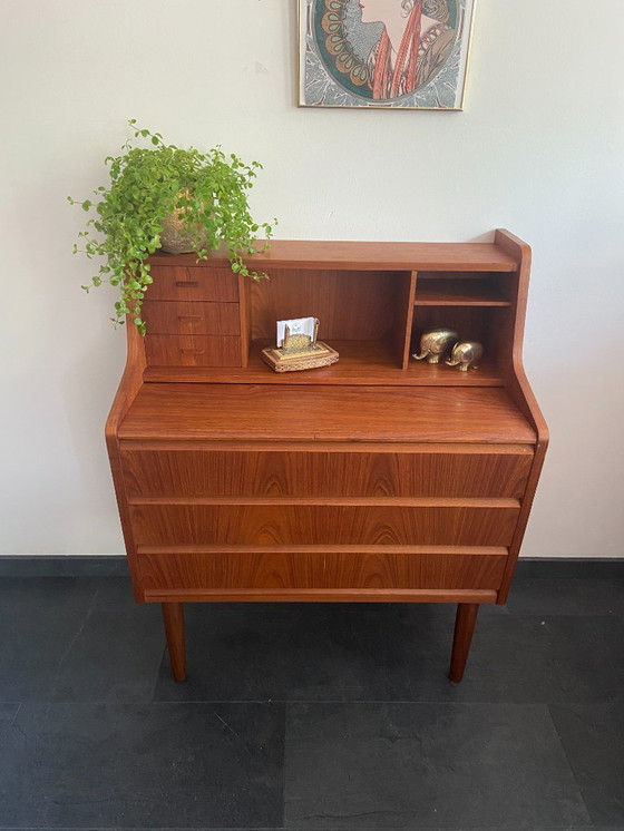 Image 1 of Vintage Danish secretaire with 3 drawers