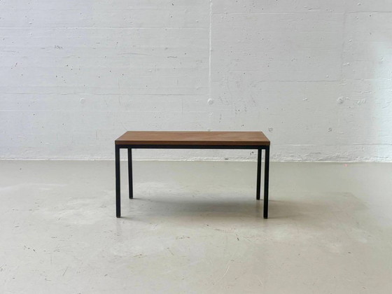 Minimalistische vintage tafel met houtfineer en stalen frame, jaren 80. – Bijzettafels, Wood (photo 12 of 14)