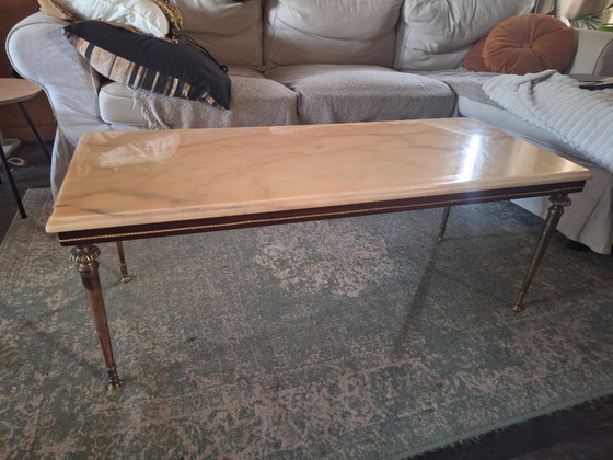 Image 1 of 4-teiliges Hollywood Regency Set: Couchtisch + Beistelltische (Onyx/Messing)
