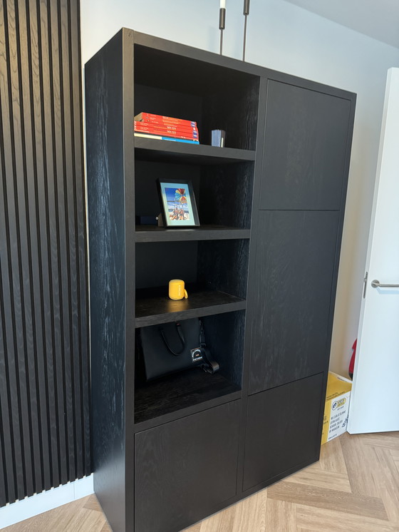 Image 1 of Goossens Storage Cabinet Barcelona Oak Black Lacquered
