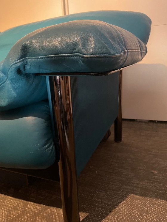 Poltrona Frau Pausa Bank – Pierluigi Cerri – Italiaanse designklassieker – 2 zitsbanken, Leather, Metal (photo 5 of 6)
