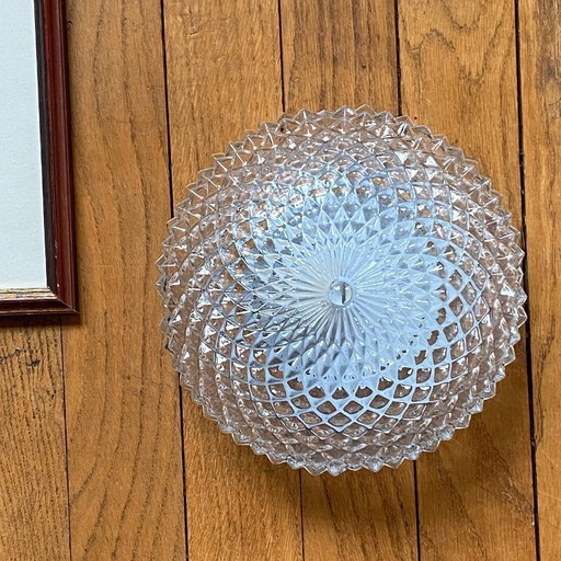 Vintage glass wall/ceiling light fixture from the 1970s or 1980s
