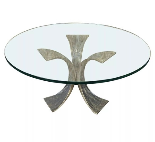 60s 70s Coffee Table Table basse Luciano Frigerio Brutalist Bronze Table en verre 60s