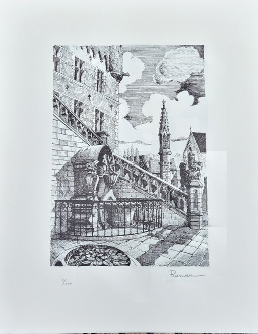Collection of 28 etchings by Thomas Roman -- signed and numbered