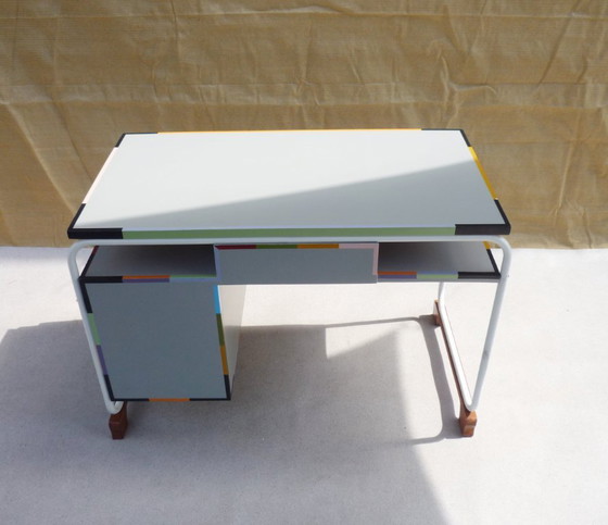 Bureau Vintage Structure Tube Acier – tork, Bureaux, Iron, Wood (photo 2 of 9)