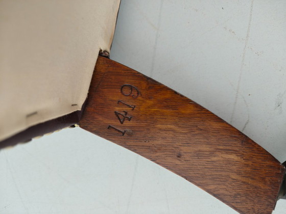 Pair of Antique Library Chairs - Original William Morris & Co Edinburgh Stamped Armchairs – Leather (photo 17 of 18)