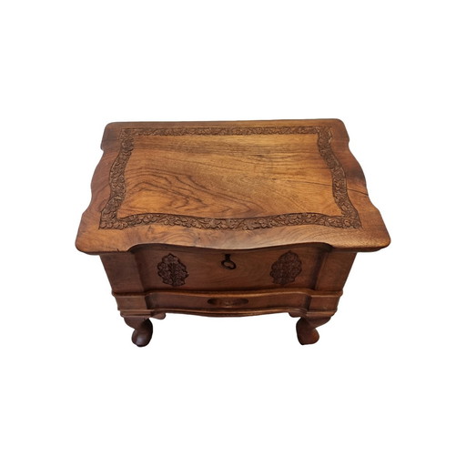 Teak wood jewelry miniature cabinet, 1970s/80s