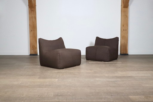 Pair Of Le Bambole Lounge Chairs In Original Fabric By Mario Bellini For B&B Italia, 1970S