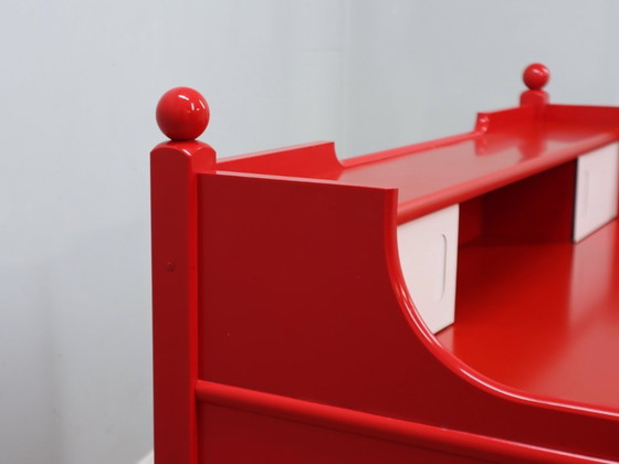 Image 1 of Scrivania vintage laccata rossa design rustico italiano anni '60