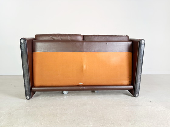 Image 1 of 2X Cassina Maralunga 2-Sitzer Sofa Leder Braun Vico Magistretti