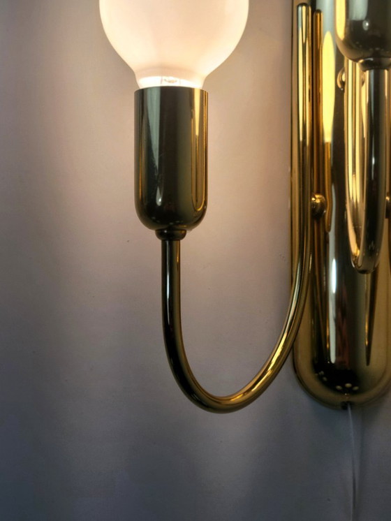 Image 1 of Lampade da parete vintage in ottone in stile Hollywood Regency di Sölken Leuchten