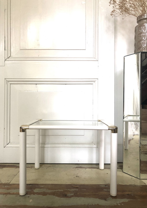 Image 1 of Post modern side table/plant table white plastic