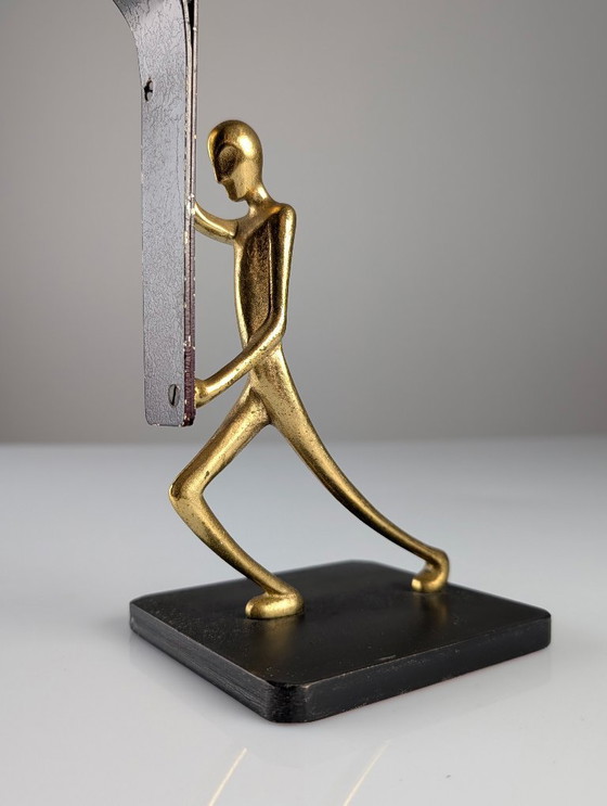 Image 1 of Pair Art Deco Bronze Candelabras by Karl Hagenauer, 1940s