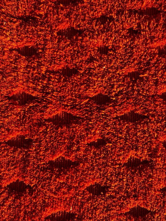 Image 1 of Alfombra marroquí Mrirt hecha a mano – Alfombra de lana color naranja quemado 210x300 cm – Alfombra texturizada moderna