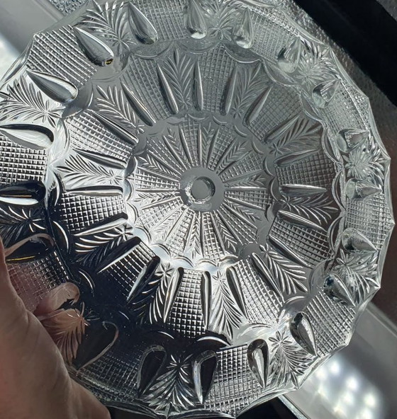 Image 1 of 2248 ceiling lamp pressed glass openwork copper frame