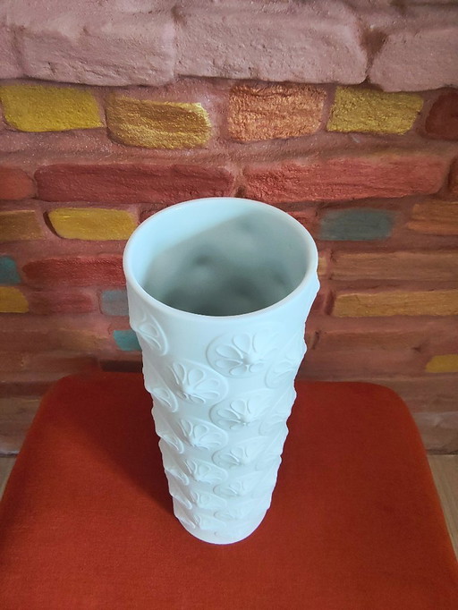 Biskuitporzellan Vase aus den 60er Jahren von Scherzer Bavaria Design Werner Uhl -  Mid Century Blumenvase Vintage weiß