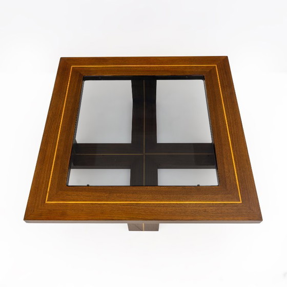 Image 1 of Mid-century Modern Maple Inlays and Walnut Coffee Table, Italy, 1970s