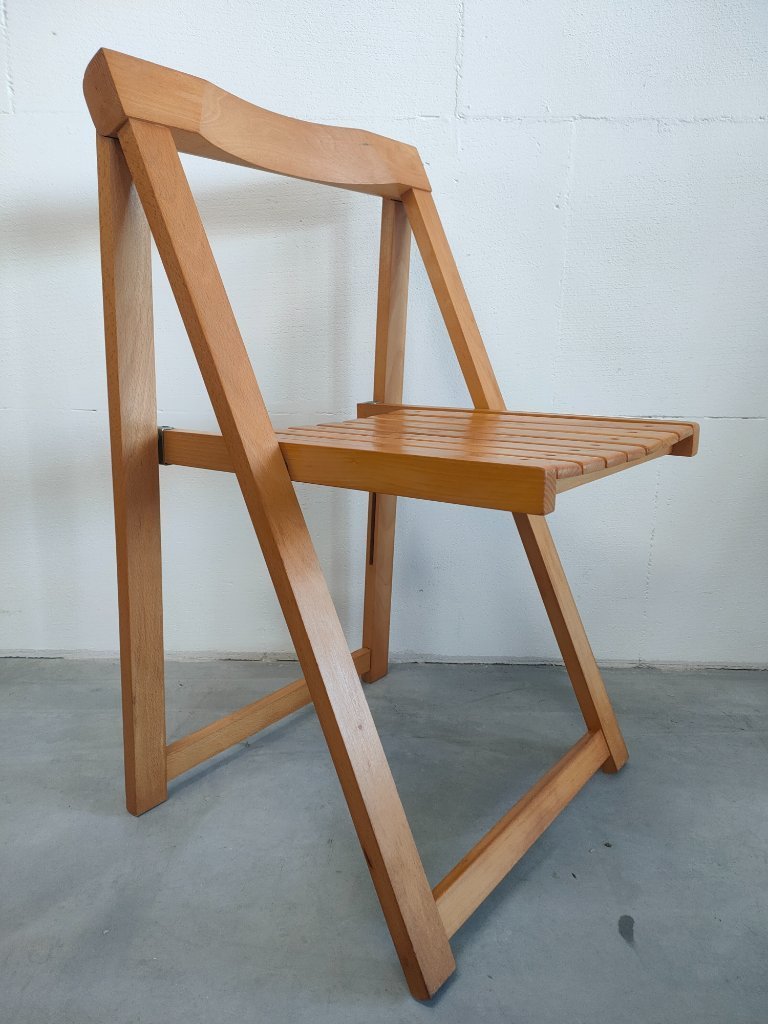 Set of 2 vintage 1960s Aldo Jacober Trieste (style) 'caned' wooden folding chairs.