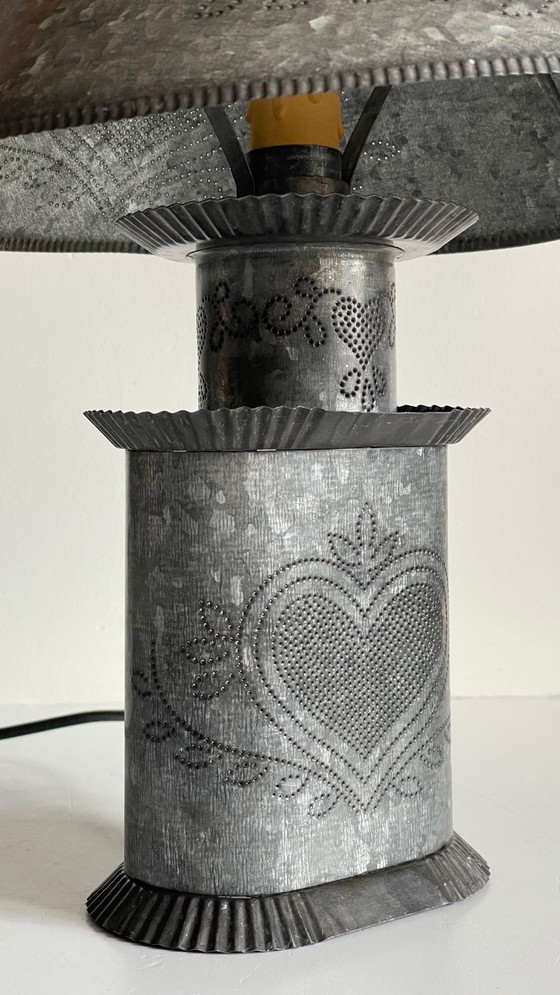 Image 1 of Vintage Zinc Heart Lamp