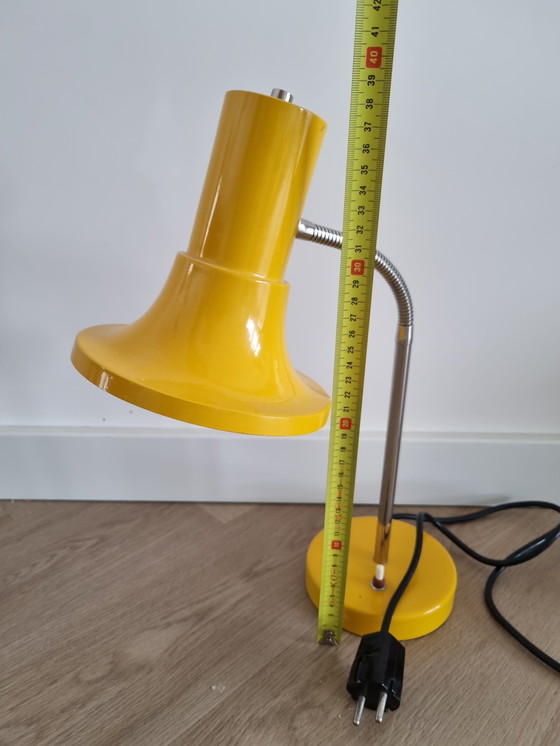 Image 1 of Vintage Leclaire & Schafer yellow table lamp desk lamp