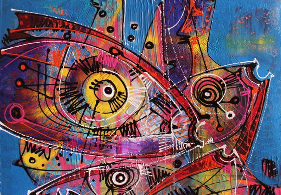 Image 1 of Œuvre originale de Siméon Gonzales – Peces del lago Titicaca