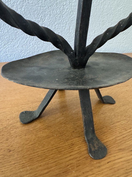 60's Brutalist wrought iron candlestick