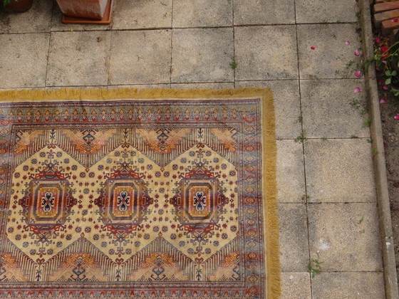 Image 1 of Kazak rug 180x150 cm vintage handmade oriental patterns ochre and burgundy