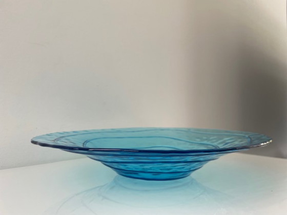 Image 1 of Mouth-blown glass bowl light blue 35 cm