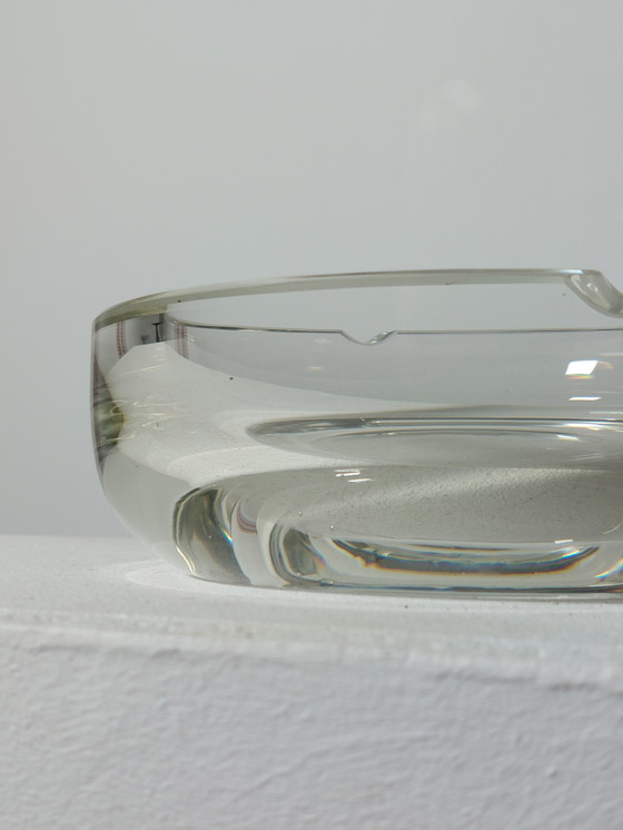 Image 1 of Large Vintage Mid Century Crystal Glass Cigar Ashtray
