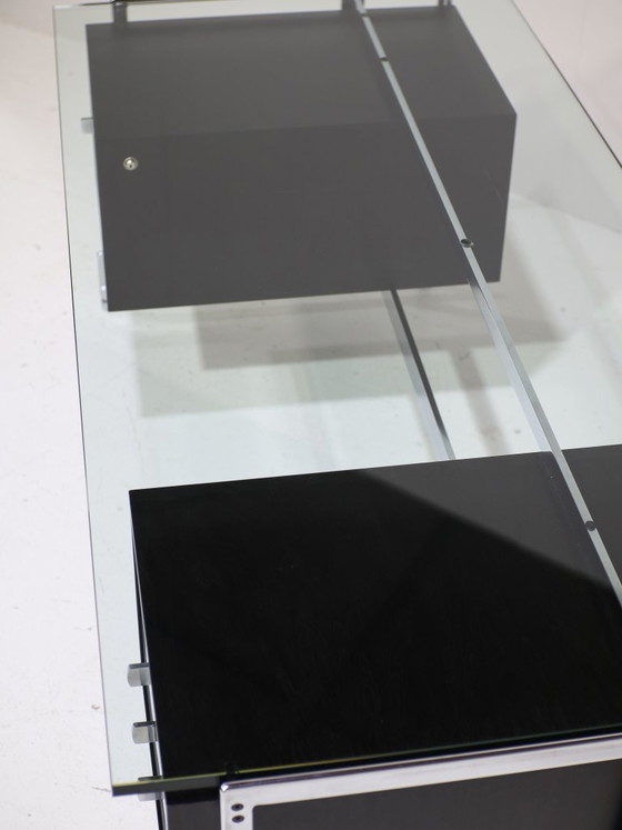 Image 1 of Preben Fabricius and Jørgen Kastholm desk black chrome glass 1960s