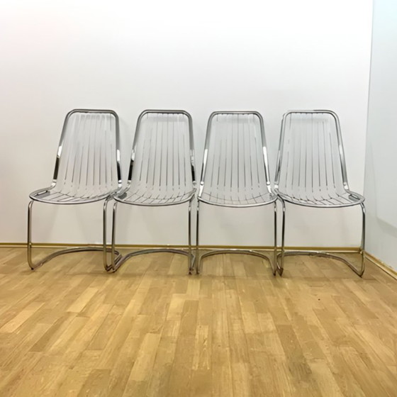 Image 1 of Sillas retro cromadas de Gastone Rinaldi, década de 1970 – Juego de 4