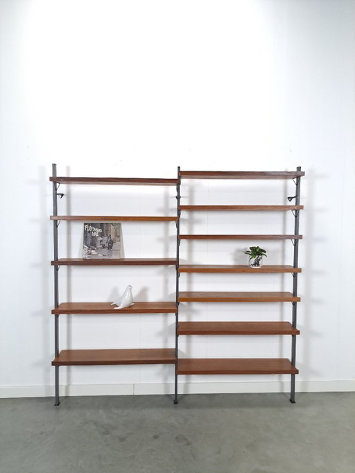 Sistema modular de pared LP de teca sueca de Olof Pira de mediados de siglo