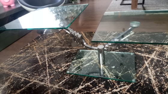 Image 1 of Tavolo da cocktail estensibile con piano in vetro Vintage Italia a 2 bracci