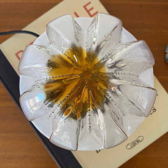 Image 1 of Vintage Murano glazen bollamp van Mazzega met verchroomd metalen frame