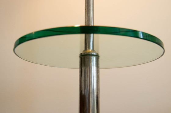 1930s Floor Nickel Lamp with Side Table – Functionalism, Bauhaus – Floor lights, Glass, Metal (photo 6 of 12)