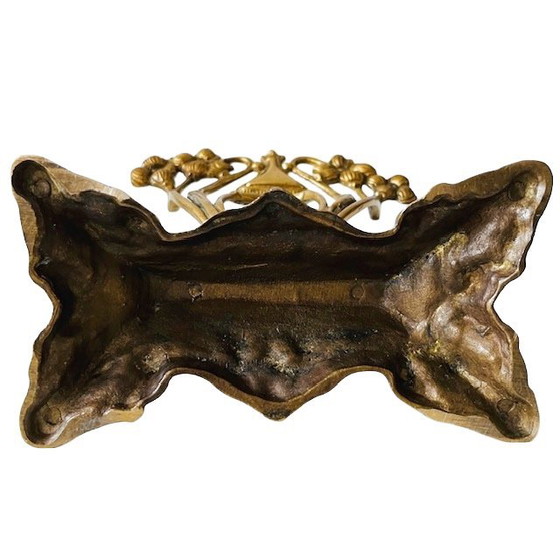 Image 1 of Antique art nouveau magazine rack brass letter holder 1900's