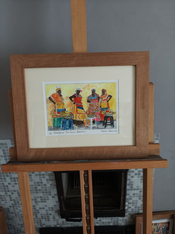 Acquerello "Streetfood, Port Louis Mauritius", Dipinti e disegni, Carta, Multicolore (foto 7 di 9)