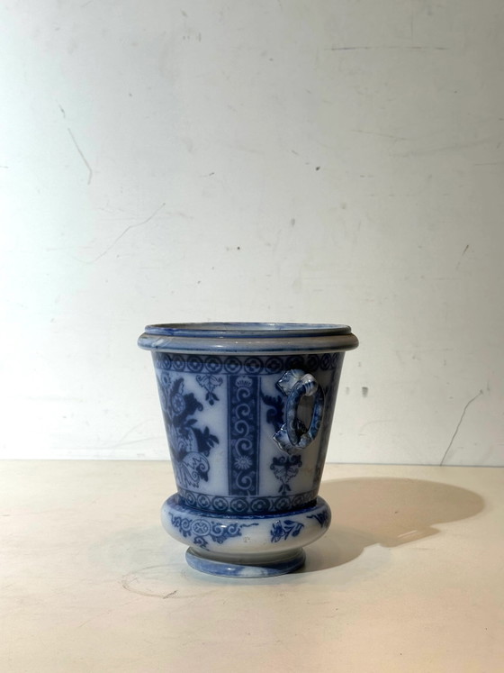 Cachepot antiguo azul y blanco – Maastricht Regout – Jarrones (photo 4 of 5)