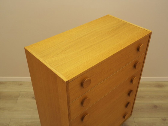 Danish chest of drawers in ash veneer, six drawers, 1970s, Wood, Yellow (photo 6 of 15)