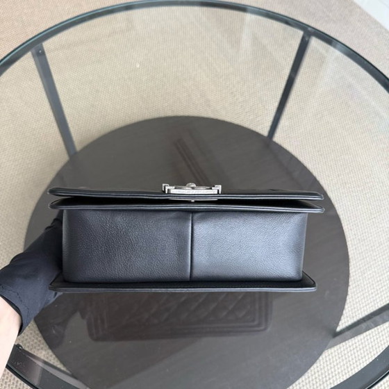 Image 1 of Chanel Boy Medium - 25CM Quilted Calfskin Black Ruthenium Silver Hardware