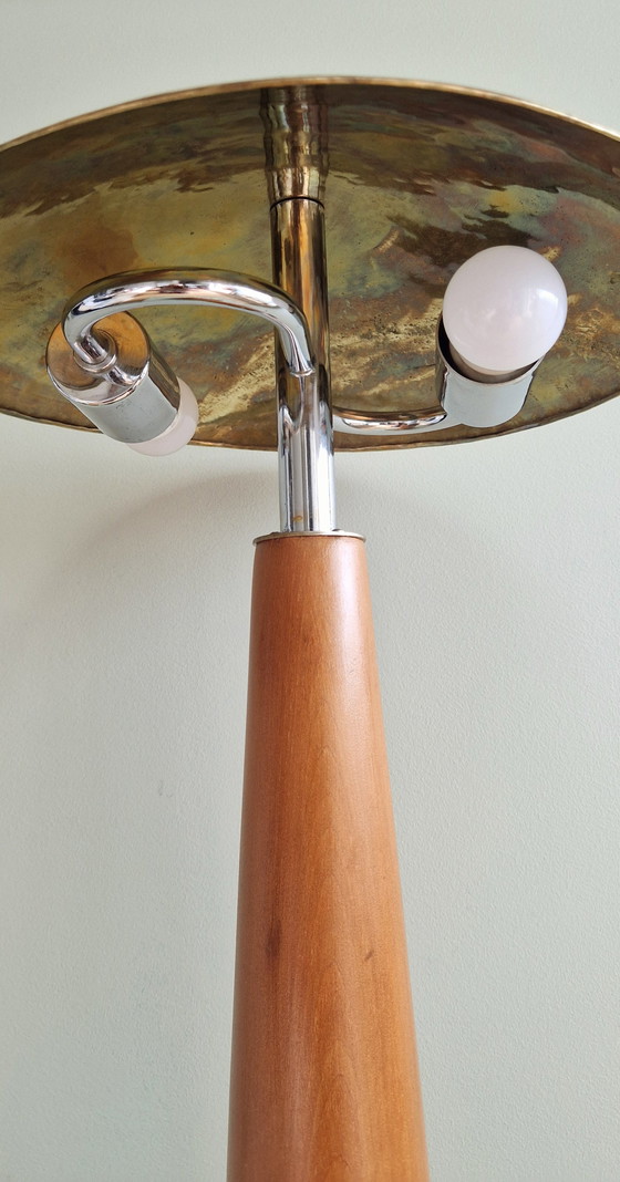 Image 1 of Vintage table lamp in wood and metal – Modernist design, 1950s