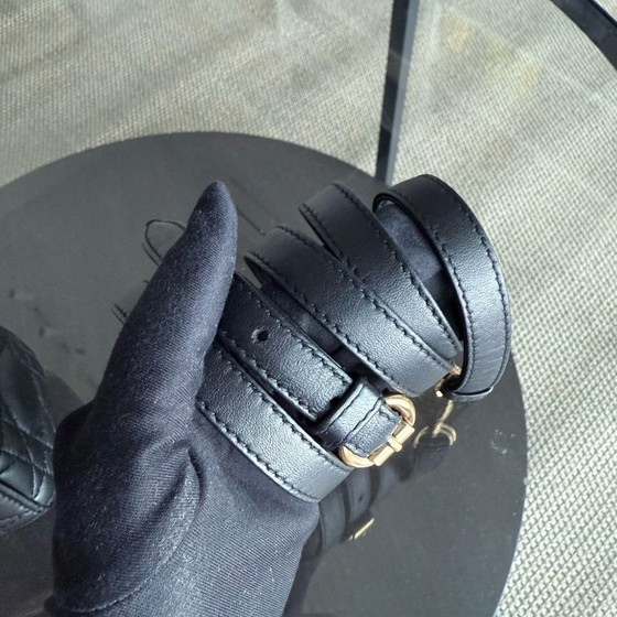 Image 1 of DIOR LADY MINI - PELLE DI AGNELLO CANNAGE, DETTAGLI IN ORO NERO, CINTURINO REGOLABILE