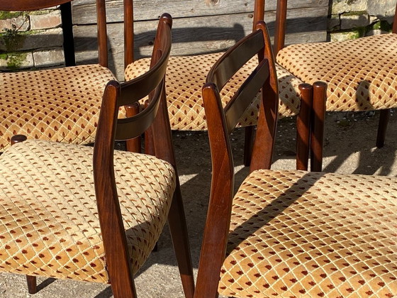 Image 1 of Set van 6 vintage Scandinavische stoelen uit de jaren 50 in palissanderhout.