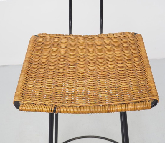 Image 1 of Taburete de bar de ratán de Gian Franco Legler, década de 1950.