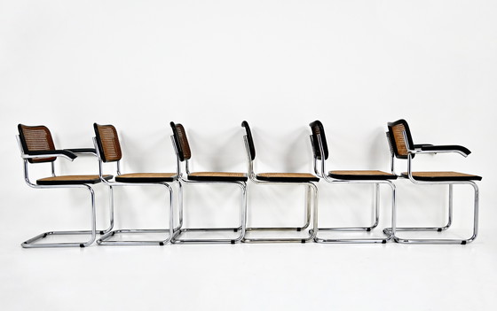 Image 1 of Eetkamerstoelen Stijl B32 van Marcel Breuer, Set van 6