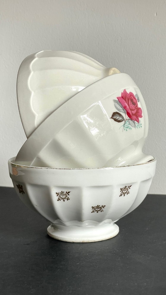 Image 1 of Vintage Pink and Gold Ceramic Bowls