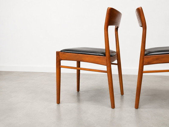 Image 1 of 4 chaises Scandinave teck cuir 1960 vintage