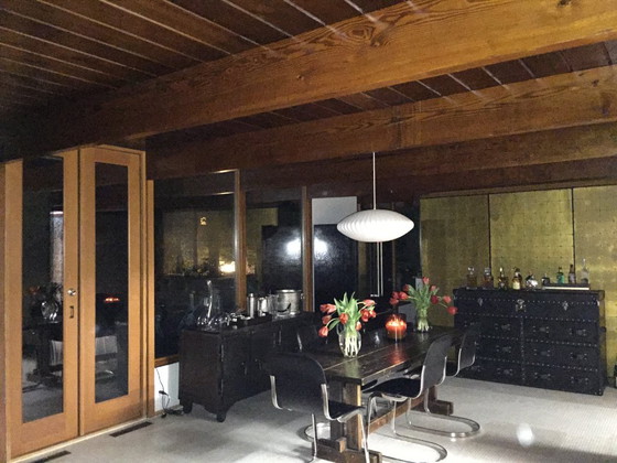 6 Sedie da pranzo, pelle nera e metallo, Restoration Hardware, Nero, Modern (foto 5 di 8)