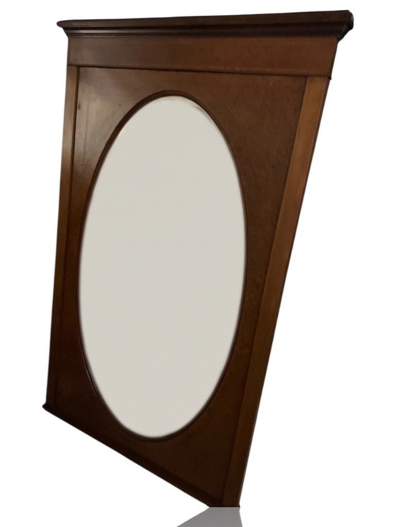 Image 1 of Large Antique Trumeau Mirror – Marquetry of Burl and Precious Woods – Art Deco / Classic Style